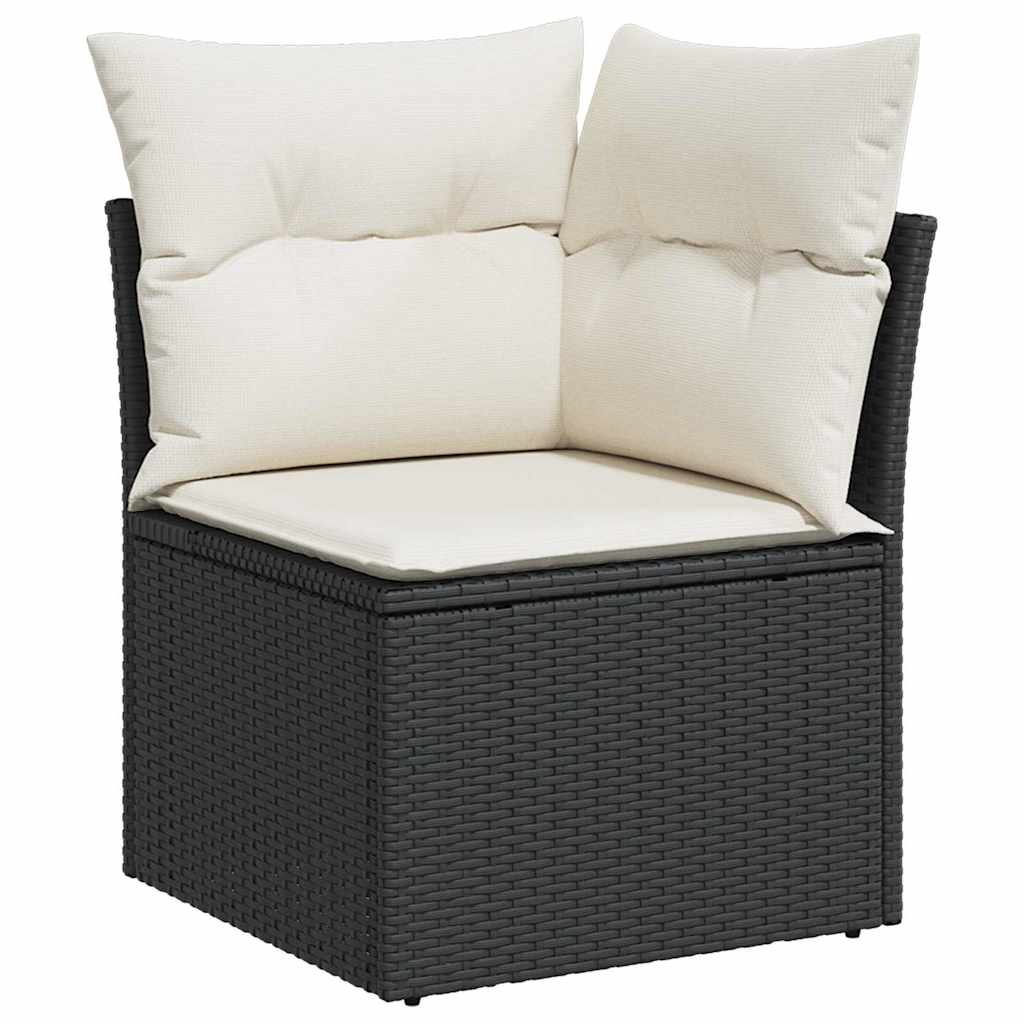 Garten-Sofa-Set mit Speicher 7 pcs Schwarz Poly Rattan